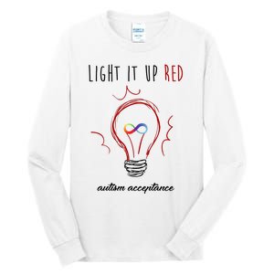 Light It Up Red Autism Acceptance Awareness Tall Long Sleeve T-Shirt