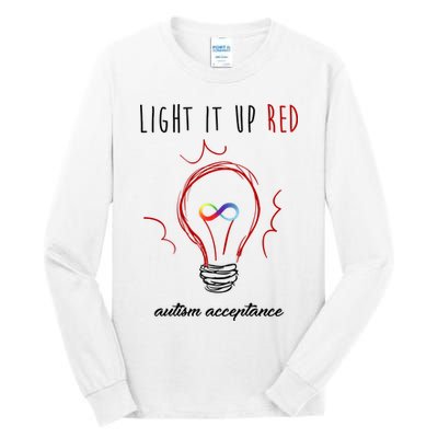 Light It Up Red Autism Acceptance Awareness Tall Long Sleeve T-Shirt