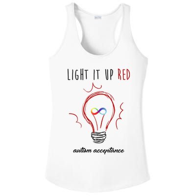 Light It Up Red Autism Acceptance Awareness Ladies PosiCharge Competitor Racerback Tank