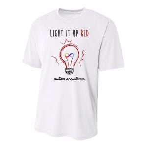 Light It Up Red Autism Acceptance Awareness Youth Performance Sprint T-Shirt