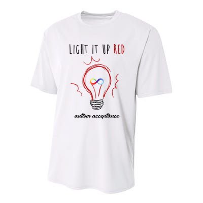 Light It Up Red Autism Acceptance Awareness Youth Performance Sprint T-Shirt