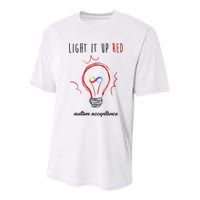 Light It Up Red Autism Acceptance Awareness Youth Performance Sprint T-Shirt