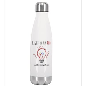 Light It Up Red Autism Acceptance Awareness Stainless Steel Insulated Water Bottle