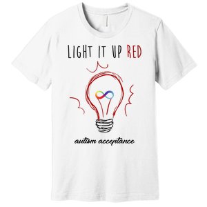 Light It Up Red Autism Acceptance Awareness Premium T-Shirt