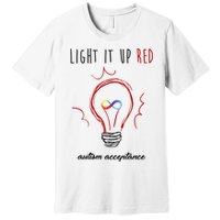 Light It Up Red Autism Acceptance Awareness Premium T-Shirt