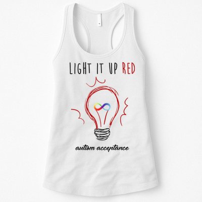 Light It Up Red Autism Acceptance Awareness Womens Tank Top