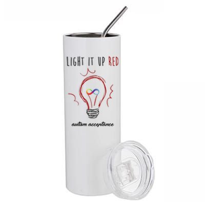 Light It Up Red Autism Acceptance Awareness Stainless Steel Tumbler