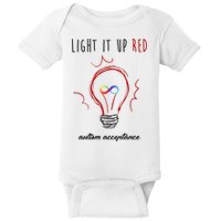 Light It Up Red Autism Acceptance Awareness Baby Bodysuit