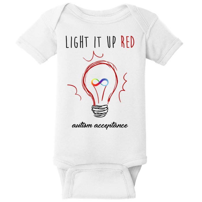 Light It Up Red Autism Acceptance Awareness Baby Bodysuit