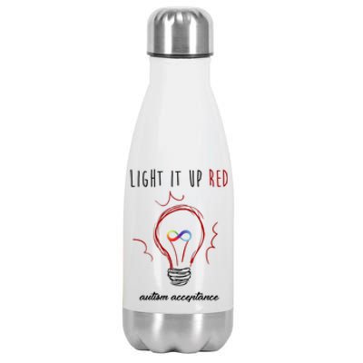 Light It Up Red Autism Acceptance Awareness Stainless Steel Insulated Water Bottle