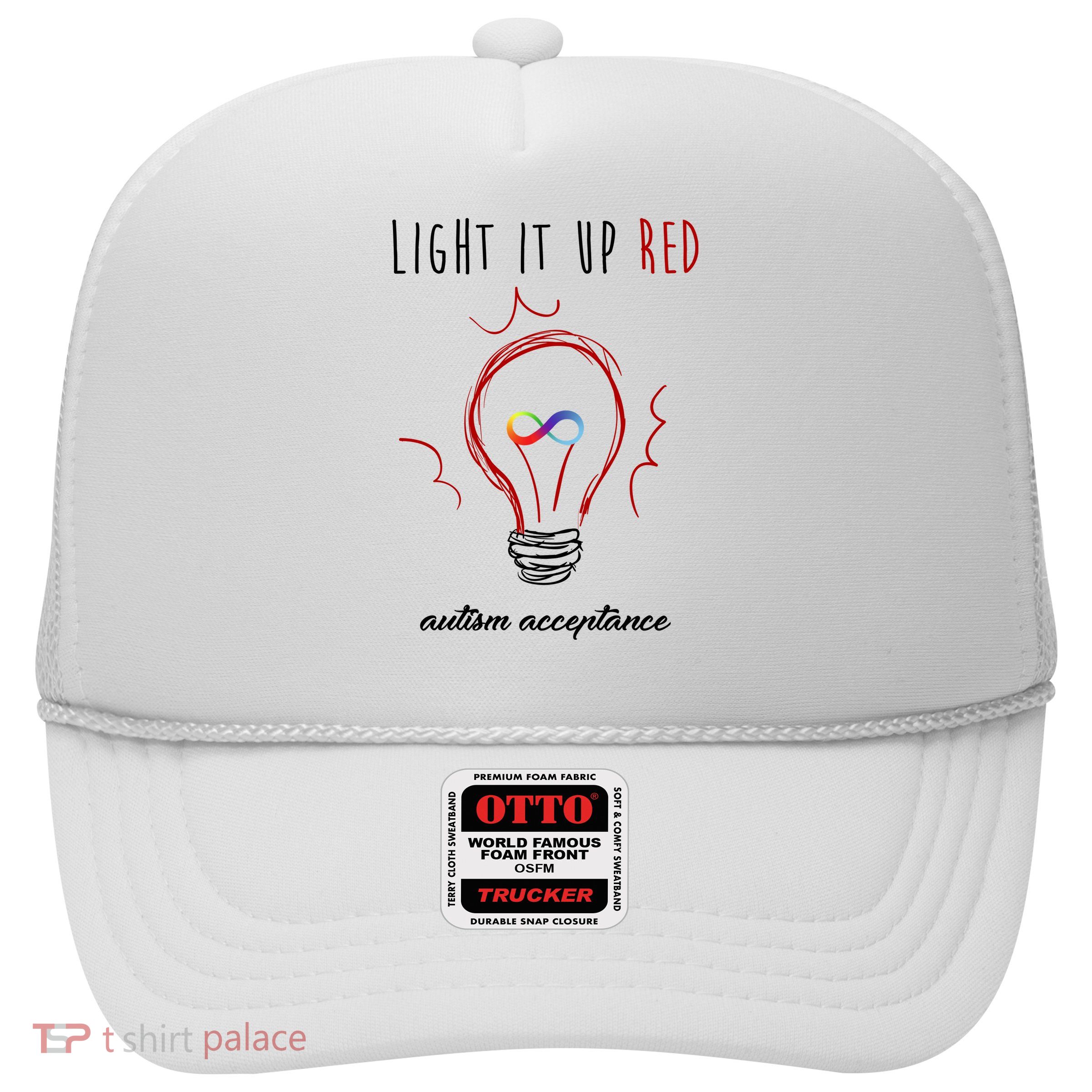 Light It Up Red Autism Acceptance Awareness Trucker Hat