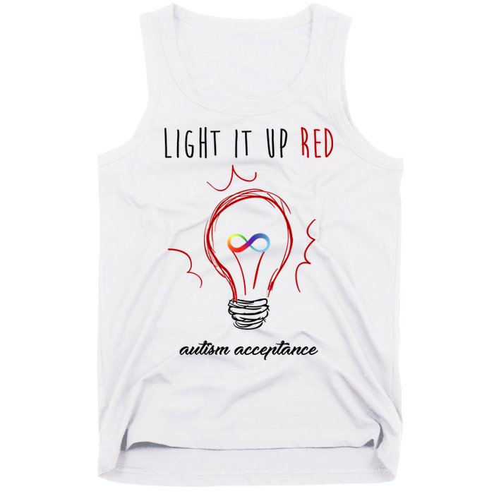 Light It Up Red Autism Acceptance Awareness Tank Top