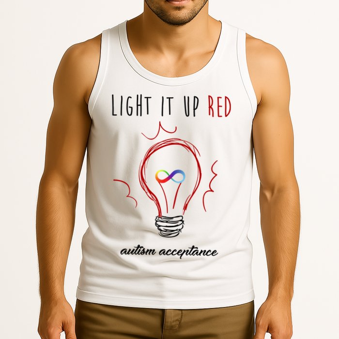 Light It Up Red Autism Acceptance Awareness Tank Top