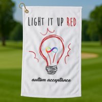 Light It Up Red Autism Acceptance Awareness Golf Towel