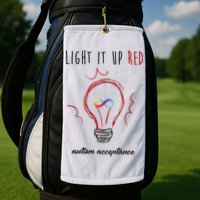 Light It Up Red Autism Acceptance Awareness Golf Towel