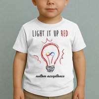 Light It Up Red Autism Acceptance Awareness Toddler T-Shirt