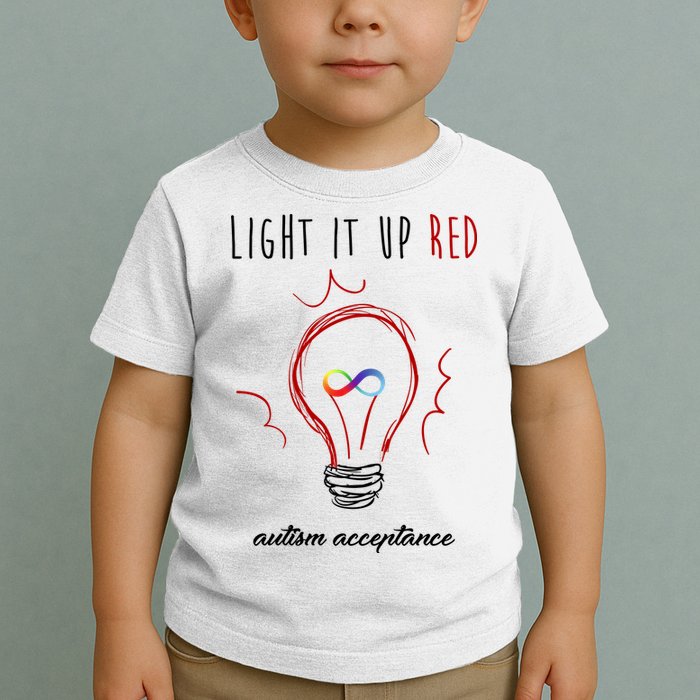 Light It Up Red Autism Acceptance Awareness Toddler T-Shirt