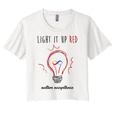 Light It Up Red Autism Acceptance Awareness Women's Crop Top Tee