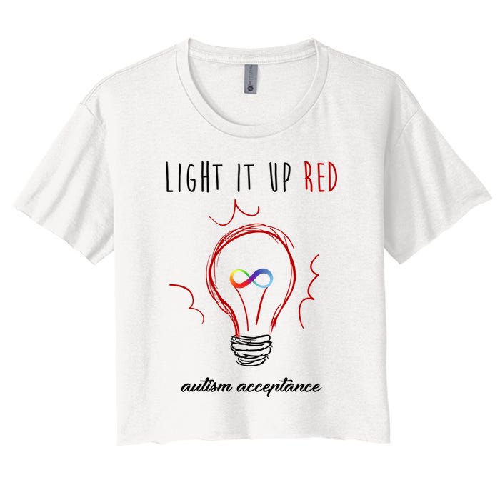 Light It Up Red Autism Acceptance Awareness Crop Top