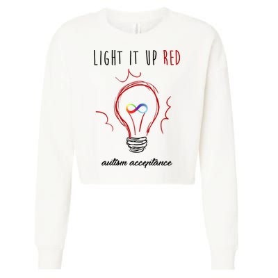 Light It Up Red Autism Acceptance Awareness Cropped Pullover Crew