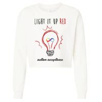Light It Up Red Autism Acceptance Awareness Cropped Pullover Crew