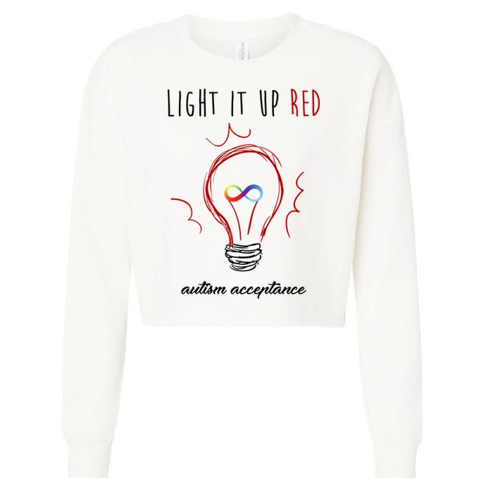 Light It Up Red Autism Acceptance Awareness Cropped Pullover Crew