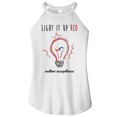 Light It Up Red Autism Acceptance Awareness Women’s Perfect Tri Rocker Tank