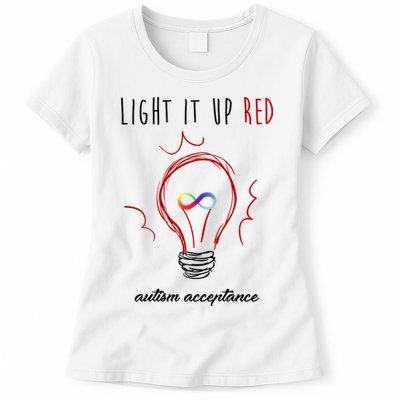 Light It Up Red Autism Acceptance Awareness Womens T-Shirt