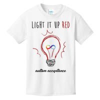 Light It Up Red Autism Acceptance Awareness Kids T-Shirt