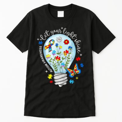 Light It Up Blue Autism Awareness Ribbon Puzzle Pieces Tall T-Shirt