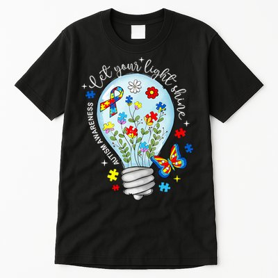Light It Up Blue Autism Awareness Ribbon Puzzle Pieces T Tall T-Shirt
