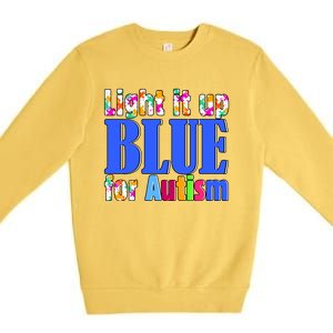 Light It Up Blue For Autism Awareness Month Premium Crewneck Sweatshirt