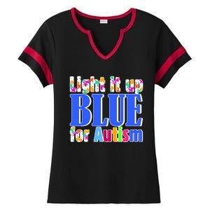 Light It Up Blue For Autism Awareness Month Ladies Halftime Notch Neck Tee