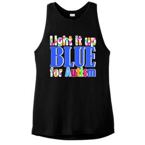 Light It Up Blue For Autism Awareness Month Ladies PosiCharge Tri-Blend Wicking Tank