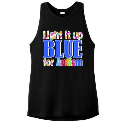 Light It Up Blue For Autism Awareness Month Ladies PosiCharge Tri-Blend Wicking Tank