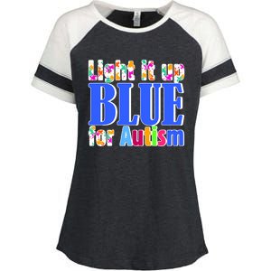 Light It Up Blue For Autism Awareness Month Enza Ladies Jersey Colorblock Tee