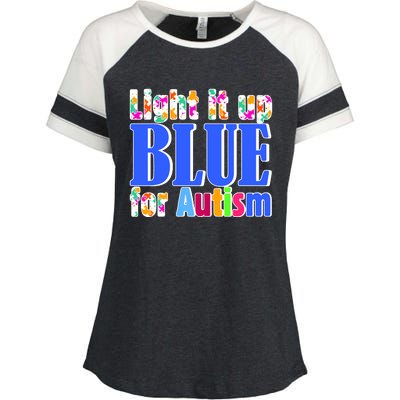 Light It Up Blue For Autism Awareness Month Enza Ladies Jersey Colorblock Tee