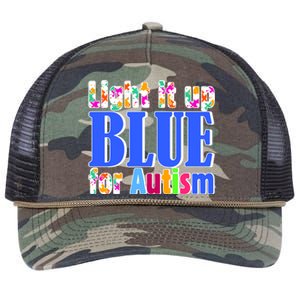 Light It Up Blue For Autism Awareness Month Retro Rope Trucker Hat Cap