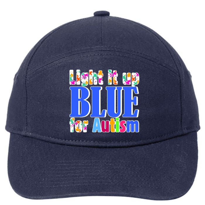 Light It Up Blue For Autism Awareness Month 7-Panel Snapback Hat