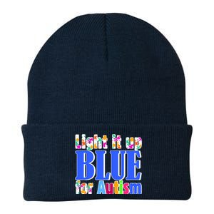 Light It Up Blue For Autism Awareness Month Knit Cap Winter Beanie