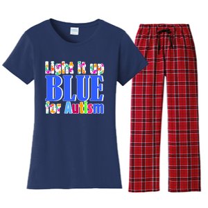 Light It Up Blue For Autism Awareness Month Women's Flannel Pajama Set