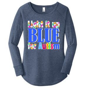 Light It Up Blue For Autism Awareness Month Women's Perfect Tri Tunic Long Sleeve Shirt