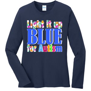 Light It Up Blue For Autism Awareness Month Ladies Long Sleeve Shirt