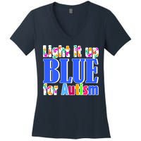 Light It Up Blue For Autism Awareness Month Women's V-Neck T-Shirt