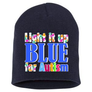 Light It Up Blue For Autism Awareness Month Short Acrylic Beanie