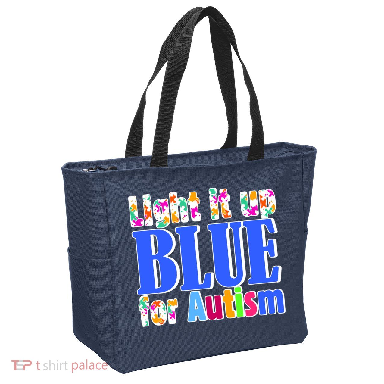 Light It Up Blue For Autism Awareness Month Zip Tote Bag