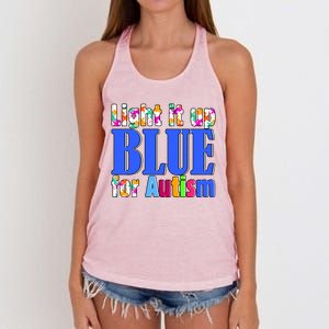 Light It Up Blue For Autism Awareness Month Women's Knotted Racerback Tank