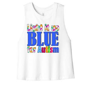 Light It Up Blue For Autism Awareness Month Women's Racerback Cropped Tank