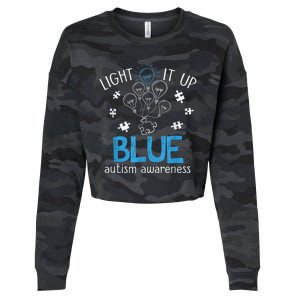 Light It Up Blue For Autism Awareness Month Cropped Pullover Crew