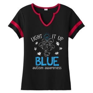 Light It Up Blue For Autism Awareness Month Ladies Halftime Notch Neck Tee